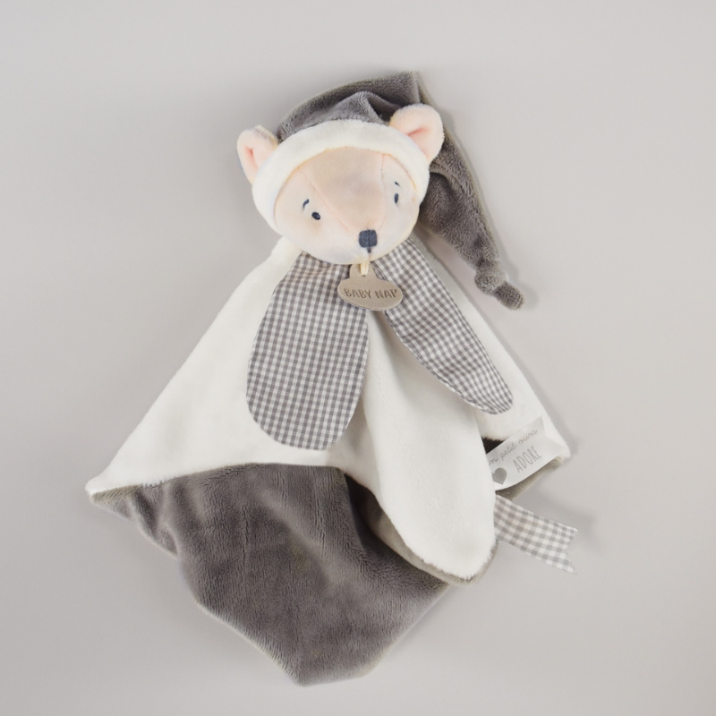  - layette - plat ours blanc gris 25 cm 